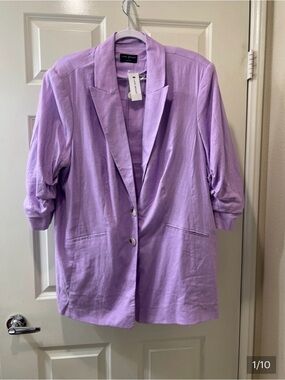 Lane Bryant Lavender Linen-Blend Blazer Jacket Size 18 New with Tags